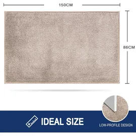 FCSDETAIL Schmutzfangmatte 86x150 cm rutschfest waschbar beige Eingang Haustür