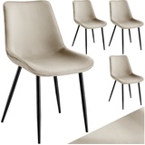 Tectake tectake® 4er Set Stuhl, gepolstert, in Samtoptik, schwarze Stahlbeine, 48 x 59 x 82,5 cm