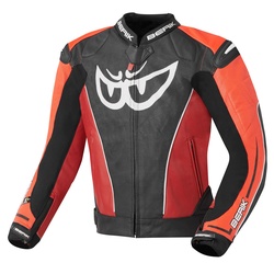 Berik Street Motorrad Lederjacke, schwarz-rot, Größe 56 für Männer