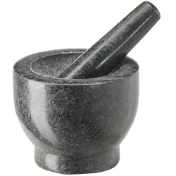 Mörser mit Stößel  Mörser , grau , Granit , Maße (cm): H: 8  Ø: 10
