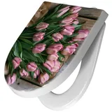 Primedeco WC-Sitz mit Absenkautomatik Motiv Rosa Tulpenstrauss (1-St), Absenkautomatik, Soft-Close grün