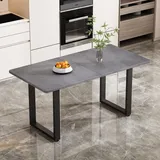 Esstisch in Betonoptik grau (1-St., 140/70/75 cm), Esszimmertisch mit Metallgestell, für Küche, Esszimmer - Grau