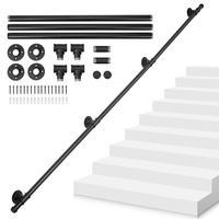 bimiti Treppengeländer Schwarz 2,5m Handlauf Geländer für Treppen Industrielle, 250 cm Metall Treppenhandlauf Innen Außen Wandhandlauf Handlauf Treppe Handläufe