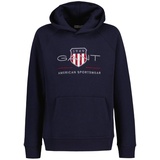 GANT Unisex Sweatshirt Archive Shield Hoodie Kapuzenpullover, Logo, uni Blau 146/152