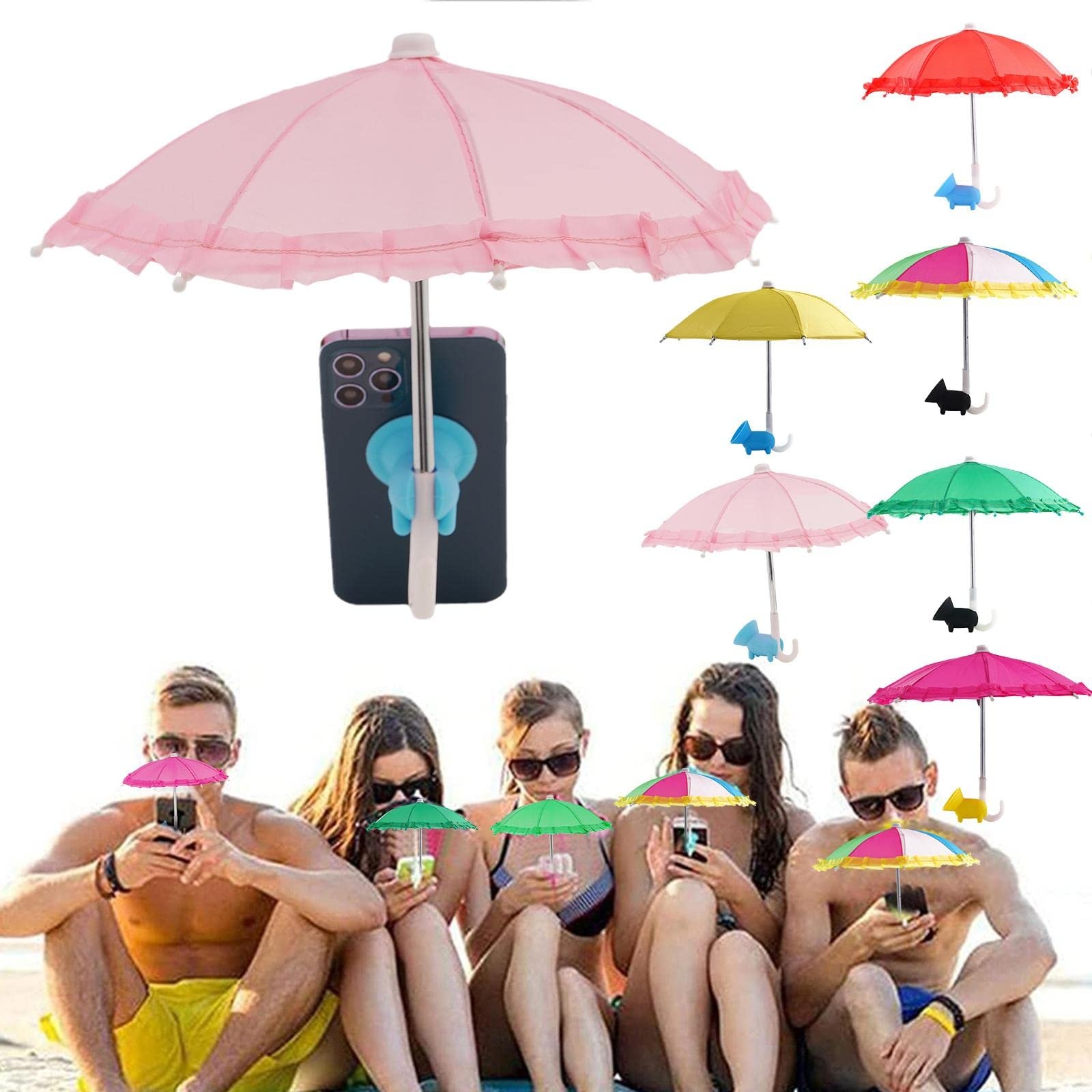S-JIANG Phone Umbrella Suction Cup Stand - Universal Adjustable Phone Stand with Umbrella for Phone, Sun Shade Cover, Sun Shield with Suction Cup Mount Phone Holder