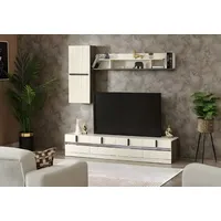 aea Wohnzimmer Set 3tlg Wohnwand TV Ständer Holzmöbel Wandschrank Komplett Wandregal),