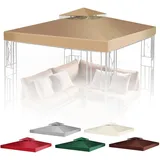 Flexzion Ersatzdach für Pavillon 3,6 x 3,6 m – Doppeltes Dach mit UV30+, schmutz- und wasserabweisend für Outdoor, Sonnenschutz, Garten, Terrasse, Pavillon (Beige)