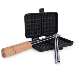 CHEFGASTRO BBQ Waffeleisen aus Gusseisen mit längenverstellbaren Stiel