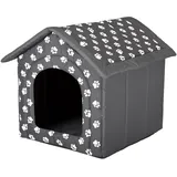 Hobbydog Hundehütte Hundehöhle Tierbett mit Reißverschlussdach, faltbar und pflegeleicht, Schaumstoffwände, wasserabweisend, 6 Größen grau R6 72x76x74 cm