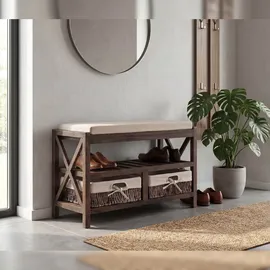 Mendler HWC-C48 45 x 65 x 34 cm Sitzbank Schuhregal braun