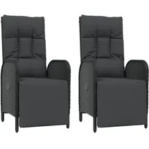 vidaXL Polyrattan Relaxsessel 57 x 62,5 x 109 cm schwarz 2 St. inkl. Kissen 319892