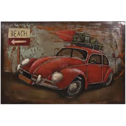 Wandbild Wanddekoration 3D Metallbild roter Käfer Gepäck 120 x 80 cm