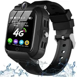 Kinder Smartwatch 4G GPS, Kinder Intelligente Uhr mit WiFi,SMS,Anruf, Sprach&Video Chat, Bluetooth,Wecker,Lehrplan, Schrittzähler Andriod iOS - Schwarz