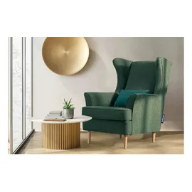 Konsimo Ohrensessel Stralis Webstoff 82 x 108 x 80 cm Blau mit Kissen