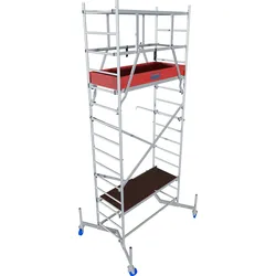 Arbeitsgerüst KRAUSE "ClimTec System", grau (aluminiumfarben), B:145cm H:400cm, Aluminium, Gerüste, Komplettgerüst, inkl. 1 Aufstockung und Fahrrollensatz 125 mm