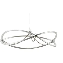 Trio LED-Pendelleuchte Nickel-matt geschwungen   , silber , Maße (cm): H: 150  Ø: 62