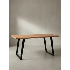 KADIMA DESIGN Schreibtisch Massiv Baumkante Industrial 160x80cm Akazienholz Goldbraun-Schwarz Handarbeit & U-Metallgestell Atoll Kollektion Kadima Design