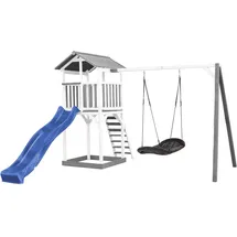 Axi Beach Tower Spielturm mit Roxy Nestschaukel Blaue Rutsche 349 x 357 x 242 cm