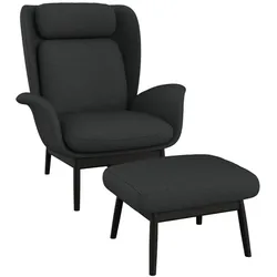 Ohrensessel FLEXLUX "Padova", grau (dervit grau), B:92cm H:99cm T:103cm, 100% Polyester, Sessel, Stil & Komfort, organische Form, Ledenstütze integriert, Fuß schwarz