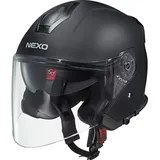 Nexo Jethelm Motorradhelm Helm Motorrad Mopedhelm Jethelm Travel 2.0 mattschwarz M, Unisex, Chopper/Cruiser, Ganzjährig, Thermoplast, matt schwarz - M