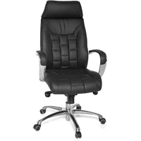 KADIMA DESIGN Bürostuhl Echtleder schwarz bis 120kg Schreibtischstuhl Wippfunktion