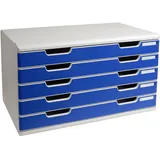 Exacompta 322003D Schubladenbox Modulo A3 5 Fächer, Classic lichtgrau/blau