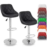 TRESKO Barhocker BH-001, drehbar mit Lehne, 60-80cm Sitzhöhe, Kunstleder, schwarz 2 Stück