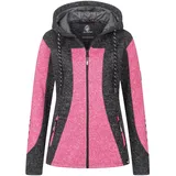 Rock Creek Damen Jacke Fleecejacke Übergangsjacke Windbreaker Fleece Jacken Outdoorjacke Stehkragen Damenjacke Melange Fleecejacke Sweatjacke Pullover D-504 Pink L - L