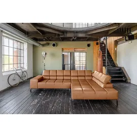 KAWOLA Sofa NELSON Ecksofa Leder cognac Recamiere rechts