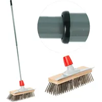 Novaliv Robuster Drahtbesen mit Stiel - Stahlbesen mit Teleskopstiel, Effiziente Moosentfernung, Drahtbürste, für Pflastersteine & Garten, Stahldr