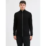 JACK & JONES Strickjacke »JJPANNEL KNIT ZIP CARDIGAN AW25«, schwarz