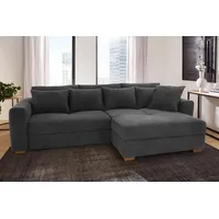 Ecksofa JOCKENHÖFER GRUPPE "Kampen L-Form" Sofas Gr. B/T: 288cm x 130cm, Chenille, Ottomane beidseitig montierbar, grau (dunkelgrau) Bettfunktion, Federkern, Bettkasten, Ottomane links oder rechts