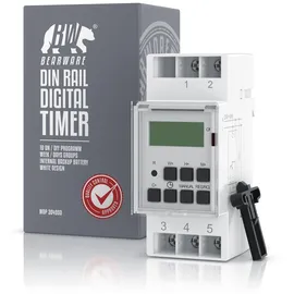Bearware Zeitschaltuhr digital - für DIN Hutschienen im Verteilerschrank Schalttafeln - 2 Klemmen Input, 3 Klemmen Output - 16A/3680W