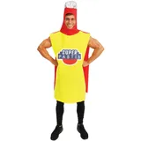 P'TIT CLOWN - Kostüm Erwachsene Flasche - Super Pastis Kostüm, Cubis Kostüm, Weinflaschen Kostüm - Für Karneval, Kostümpartys - Polyester - Einheitsgröße (Super pastis)