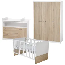 roba Kinderzimmerset 'Gabriella' inkl. Babybett ca. 70 x 140 cm, breiter Wickelkommode & Schrank 3-türig