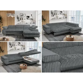 MKS Meble Eckcouch Cord 3-Sitzer Grau