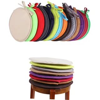 BRIGHTFUFU Rundes Sitzkissen 38cm Verdicktes Stuhlkissen Für Innen Und Außenbereich Polyesterfaser Schwamm rutschfeste Bänder Universalgröße Für Esszimmer Wohnzimmer Garten