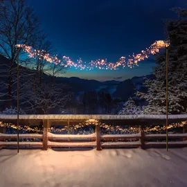 MARELIDA LED Lichterkette Solar Büschel 1512 14 m Bernstein Schwarz