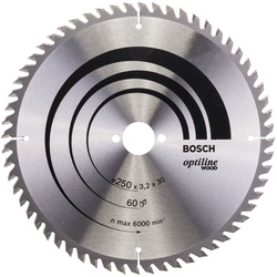 BOSCH Kreissägeblatt, Optiline Wood für Handkreissägen 60Z – 250 x 30 x 3,2 mm