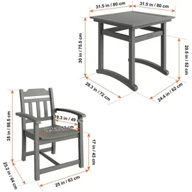 Vevor 5-teiliges Gartenmöbel Set Balkonmöbel Set 1 Tisch + 4 Stühle, 150 kg / 150 kg Sitzgruppe Garnitur Wetterfest Sonnenfest, Essgruppe Garten Terrassenmöbel-Set Modern Balkon Möbel Hellgrau