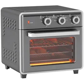 Homcom Minibackofen mit Umluft 20L Mini Ofen mit Backblech, Grillrost und Krümelblech, 90 °C-230 °c Heißluftfritteuse mit 5 Modi, Frittierkorb, 60 Min. Timer, 1400W, Metall