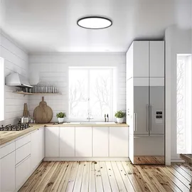 EMOS LED-Wand-/Deckenleuchte FLORI, rund, neutralweiß 4000 K, 1800 lm, 18 W (statt 115W Glühbirne), für Innenbereich, Ø 29,3 cm, schwarz - Schwarz