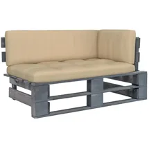 vidaXL Gartenlounge Paletten Ecksofa grau