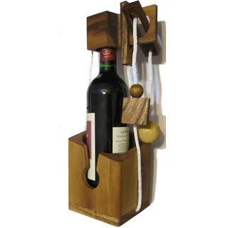 Logoplay Flaschen-Tresor - Schnurpuzzle - Denkspiel - Knobelspiel - Geduldspiel - Logikspiel aus edlem Holz