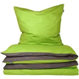 SCHIESSER Doubleface Renforcé grün/anthrazit 135 x 200 cm + 80 x 80 cm