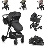 Moni Kombikinderwagen 2 in 1 Rio 22 kg umbaubar Fußabdeckung klappbar Korb Gurt schwarz