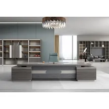 aea Eleganter Chef-Schreibtisch in grau – modern, großzügig und repräsentativ