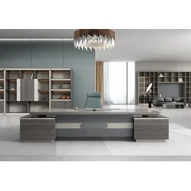 aea Eleganter Chef-Schreibtisch in grau – modern, großzügig und repräsentativ