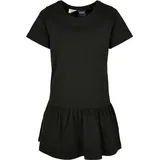 URBAN CLASSICS Mädchen Kleid Girls Valance Tee Dress, Sommer Volantkleid für Mädchen, Kurzarm, black, 122/128