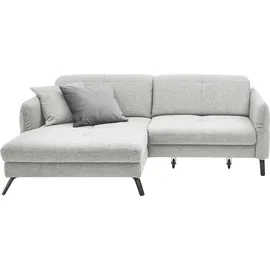 Set One by Musterring Ecksofa "SO 4400 V", silber, B:259cm H:84cm T:167cm, 100% Polyester, SET ONE BY MUSTERRING, Sofas, Ecksofa, wahlweise mit motorischer Bettfunktion & Kopfverstellung, Fuß schwarz